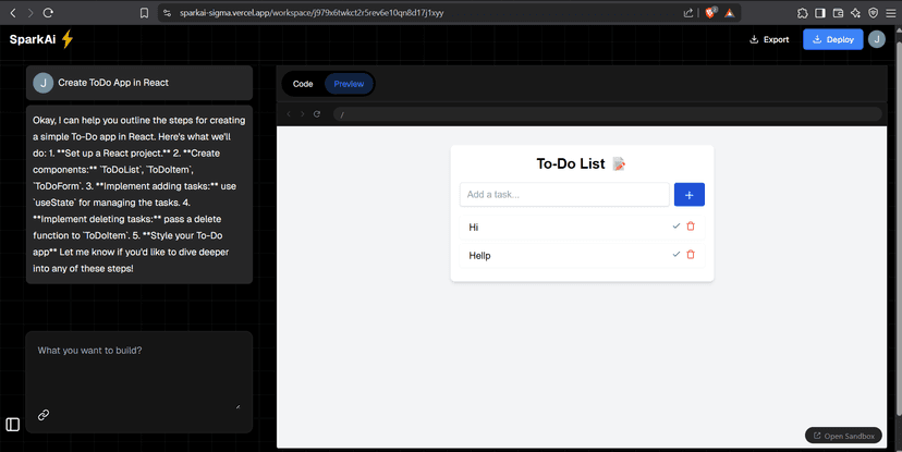 Spark AI | AI-powered website builder project thumbnail